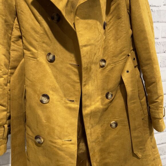 Steve Madden Women SZ S Rust Brown Double Breasted Faux Suede Trench Coat lined - Picture 2 of 12